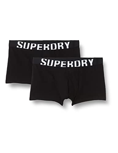 Superdry Mens DUAL Logo Double Pack Trunks, Black/Black Optic, Medium von Superdry