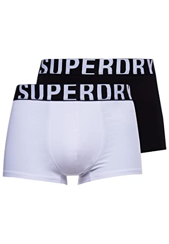 Superdry Mens DUAL Logo Double Pack Trunks, Black/Optic, Large von Superdry