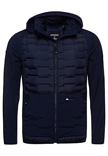 Superdry Mens HYBRID Hooded DOWN Jacket, Eclipse Navy, X-Large von Superdry