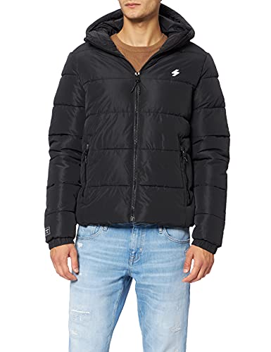 Superdry Mens Hooded Sports Puffer Jacket, Black, XL von Superdry