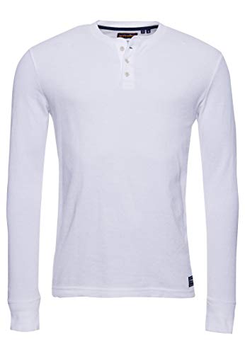 Superdry Mens L/S Waffle Grandad TOP Henley Shirt, Brilliant White, XXL von Superdry