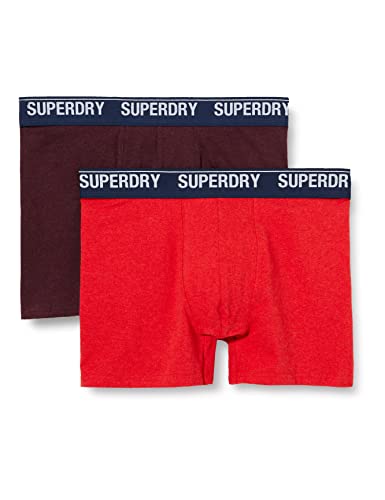 Superdry Mens Multi Double Pack Boxer Shorts, Burgundy/Red, Medium von Superdry