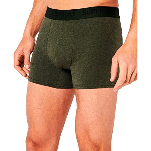 Superdry Mens Multi Double Pack Boxer Shorts, Olive/Enamel, Large von Superdry