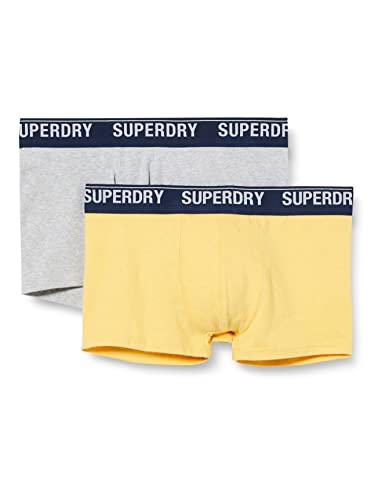 Superdry Mens Multi Double Pack Boxer Shorts, Yellow/Grey, Medium von Superdry