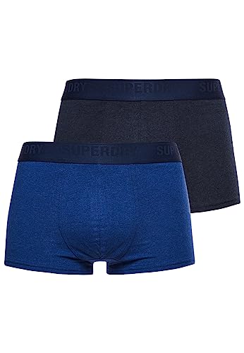 Superdry Mens Multi Double Pack Trunks, Bright Blue/Navy Marl, Large von Superdry