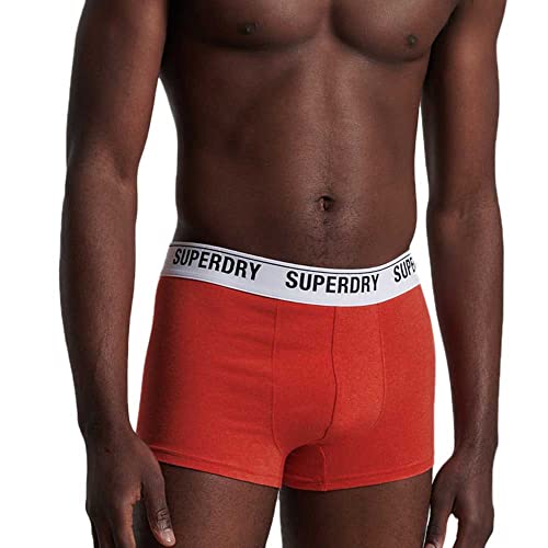 Superdry Mens Multi Double Pack Trunks, Mid Red/Orange, Large von Superdry