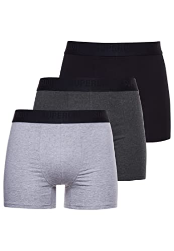 Superdry Mens Multi Triple Pack Boxer Shorts, Black/Charcoal/Grey, Medium von Superdry