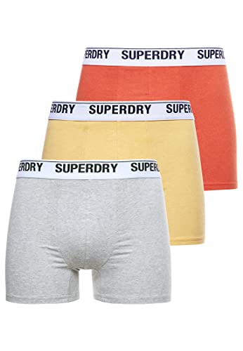 Superdry Mens Multi Triple Pack Boxer Shorts, Orange/Yellow/Grey, Large von Superdry