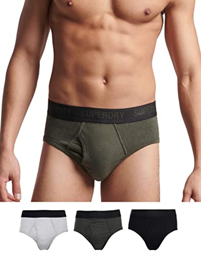 Superdry Mens Multi Triple Pack Briefs, Black/Olive/Grey, X-Large von Superdry