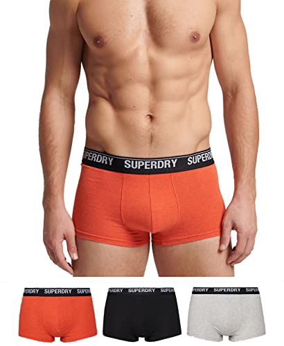 Superdry Mens Multi Triple Pack Trunks, Black/Orange/Grey, Small von Superdry