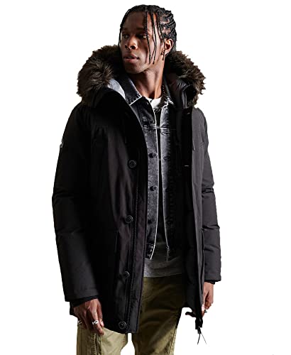 Superdry Mens New Rookie DOWN Parka, Jet Black, S von Superdry