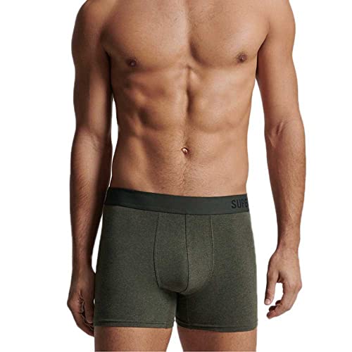 Superdry Mens Offset Double Pack Boxer Shorts, Black/Olive, Small von Superdry