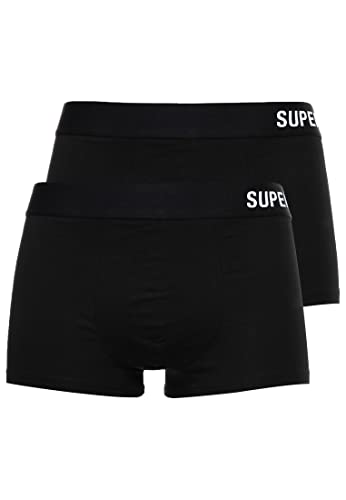 Superdry Mens Offset Double Pack Trunks, Black/Black Optic, Small von Superdry