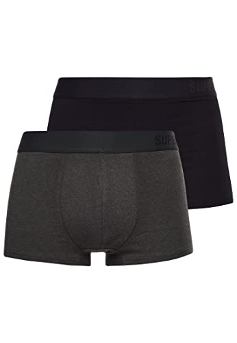 Superdry Mens Offset Double Pack Trunks, Black/Olive, Large von Superdry