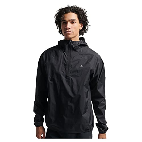 Superdry Mens Run LW Waterproof Shell Regenjacke, Black, L von Superdry