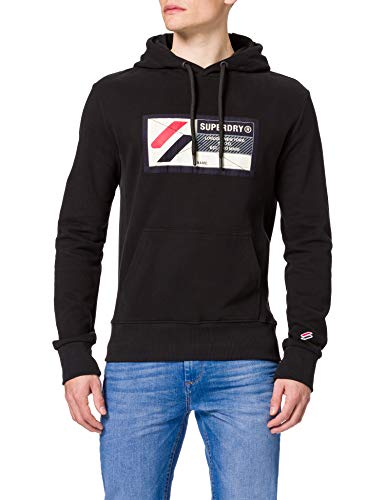 Superdry Mens Sport Jock Tag Hood Hooded Sweatshirt, Black, L von Superdry