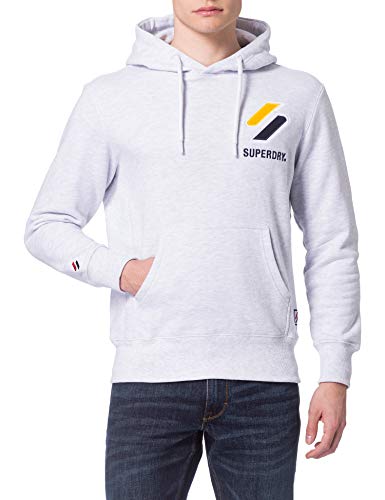 Superdry Mens Sportstyle Applique Hood Hooded Sweatshirt, Ice Marl, L von Superdry