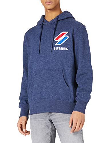 Superdry Mens Sportstyle Applique Hood Hooded Sweatshirt, Princedom Blue Marl, XL von Superdry