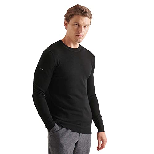 Superdry Mens Studios Merino Crew, Nightwatch Black, XX-Large von Superdry