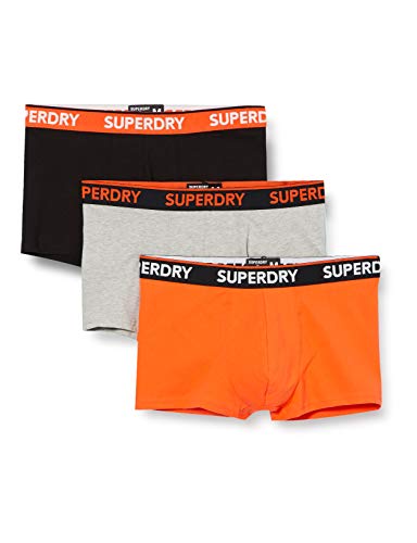 Superdry Mens Trunks, 3er pack, Grey Marl/Black/Havana Orange, Small von Superdry