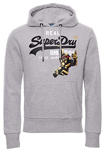 Superdry Mens VL NYC Photo Hood Sweater, Grey Marl, M von Superdry