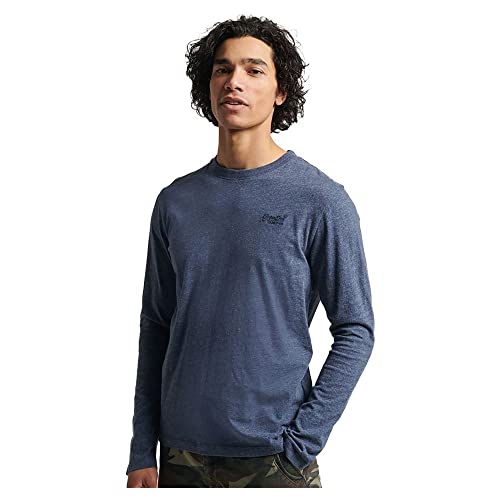 Superdry Mens Vintage Logo EMB L/S TOP T-Shirt, Navy Marl, Large von Superdry