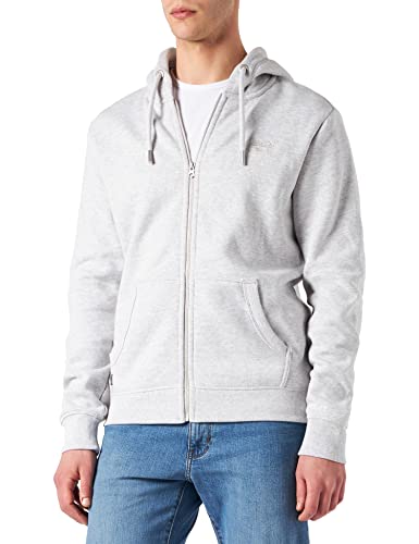 Superdry Mens Vintage Logo EMB Ziphood BB Hooded Sweatshirt, Glacier Grey Marl, M von Superdry