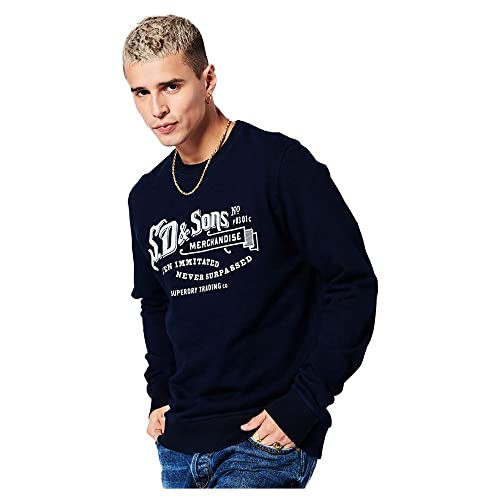 Superdry Mens Vintage Script Style INDG Crew Sweatshirt, Indigo Dark Wash, M von Superdry