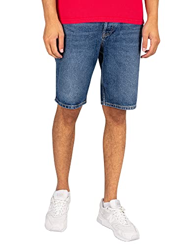 Superdry Mens Vintage Straight Jeans-Shorts, Palms Dark Blue, 30 von Superdry