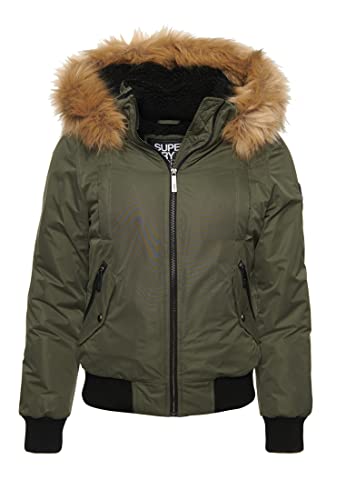 Superdry Damen Bomberjacke aus Mikrofaser Kaki 40 von Superdry