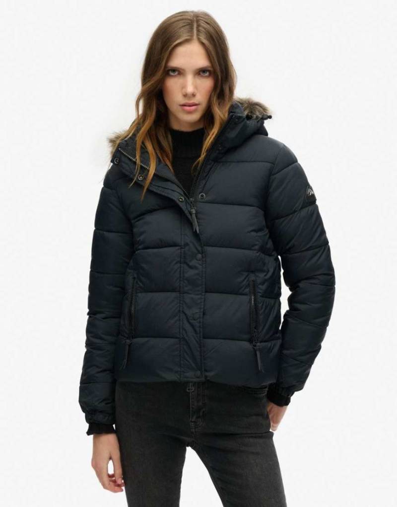 Superdry - Midlayer-Kurzjacke in Jet-Schwarz mit Kapuze von Superdry