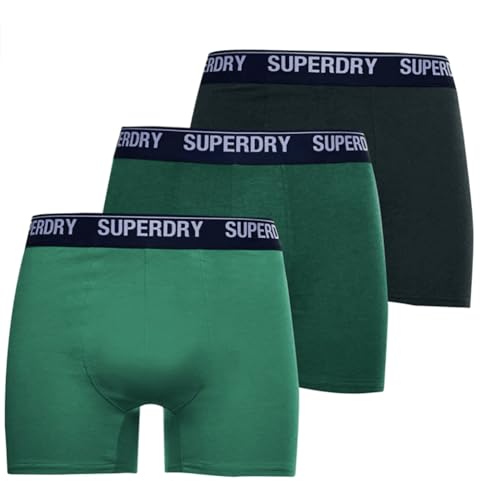 Superdry Herren Boxershorts aus Bio-Baumwolle im 3er-Pack Emaille/Oregon/Leuchtend Grün S von Superdry