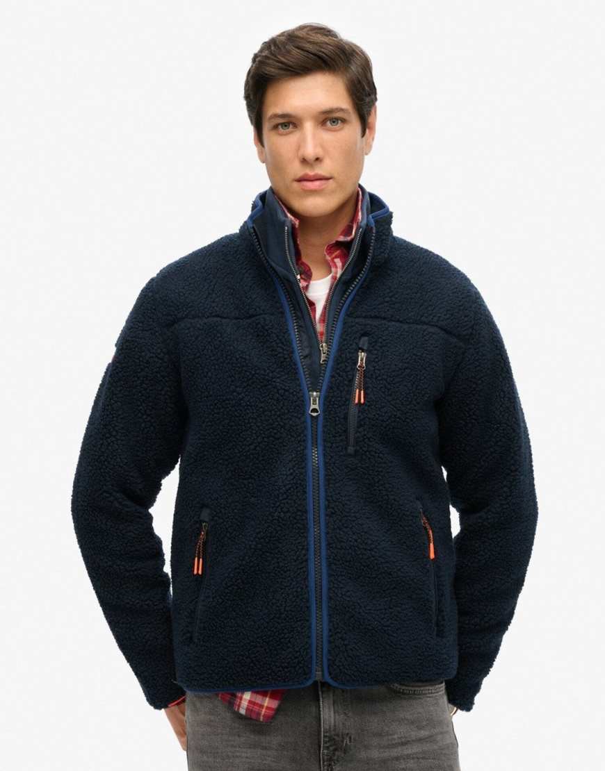 Superdry - Outdoor - Jacke aus Fleece in Eclipse-Marineblau mit durchgehendem Reißverschluss von Superdry