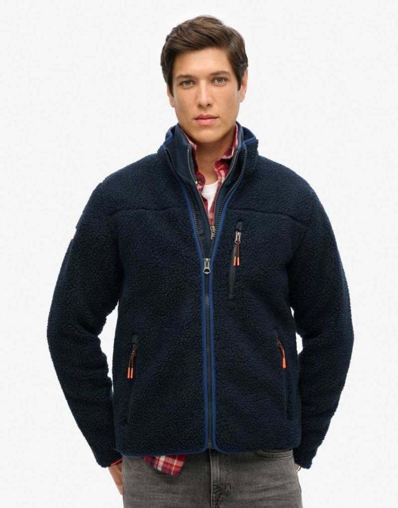 Superdry - Outdoor - Jacke aus Fleece in Eclipse-Marineblau mit durchgehendem Reißverschluss von Superdry