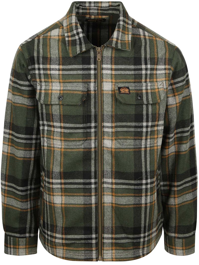 Superdry Overshirt Miller Wool Blend Karos Grün - Größe XL von Superdry