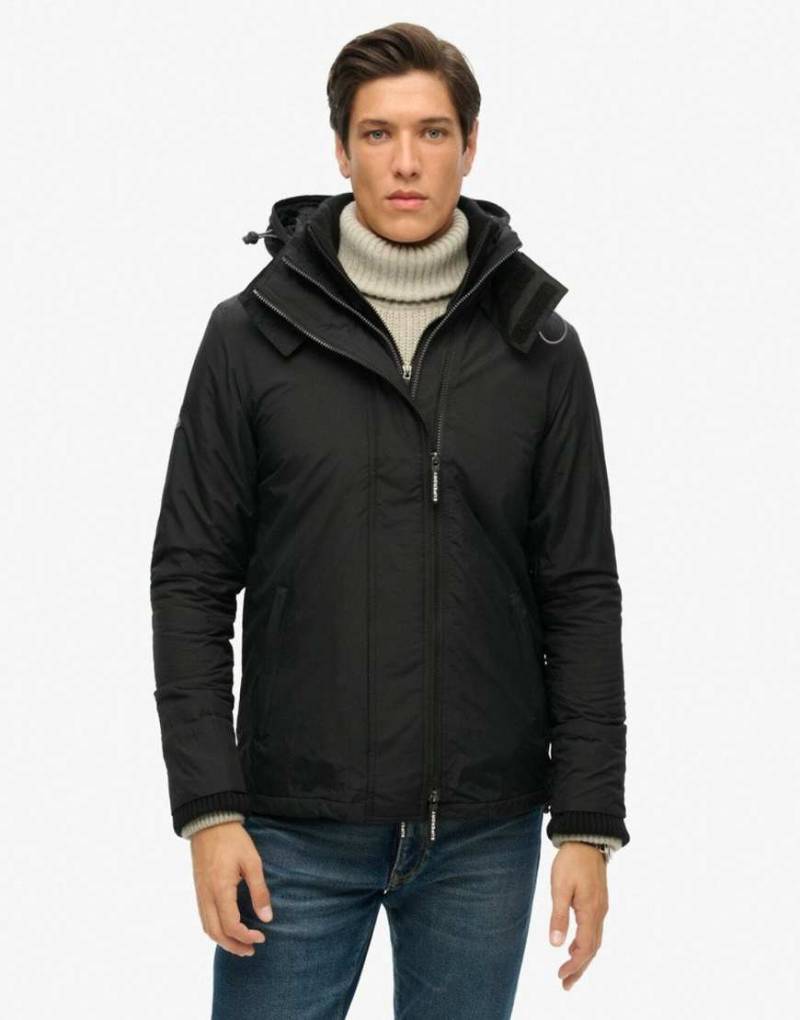Superdry - Pop Arctic SD-Windcheater - Jacke in Schwarz/Stein mit Reißverschluss und Kapuze von Superdry