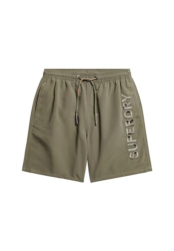 Superdry Herren 17-Zoll Premium Badeshorts mit Stickerei Helles Kakigrün XXL von Superdry