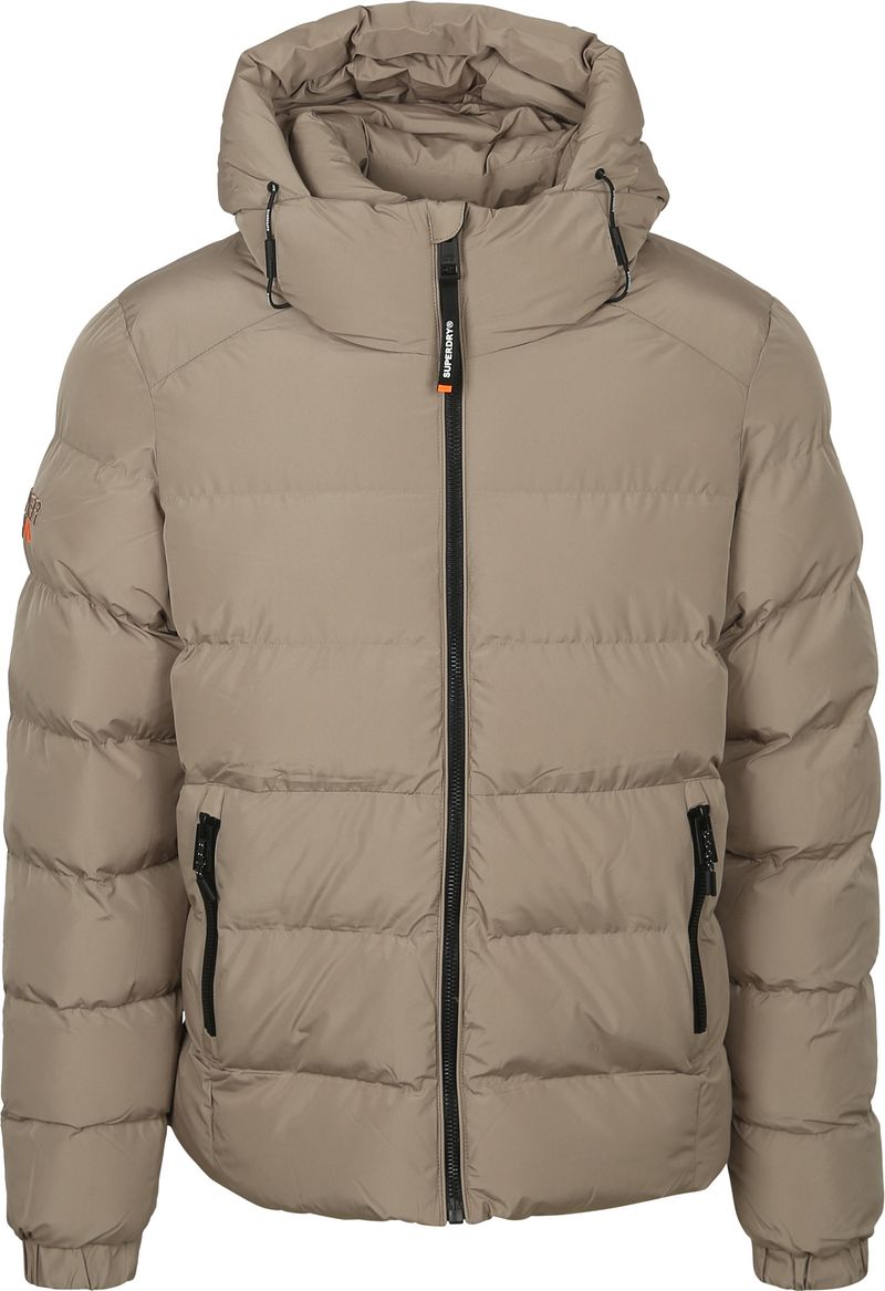 Superdry Pufferjacke Hooded Greige - Größe XL von Superdry