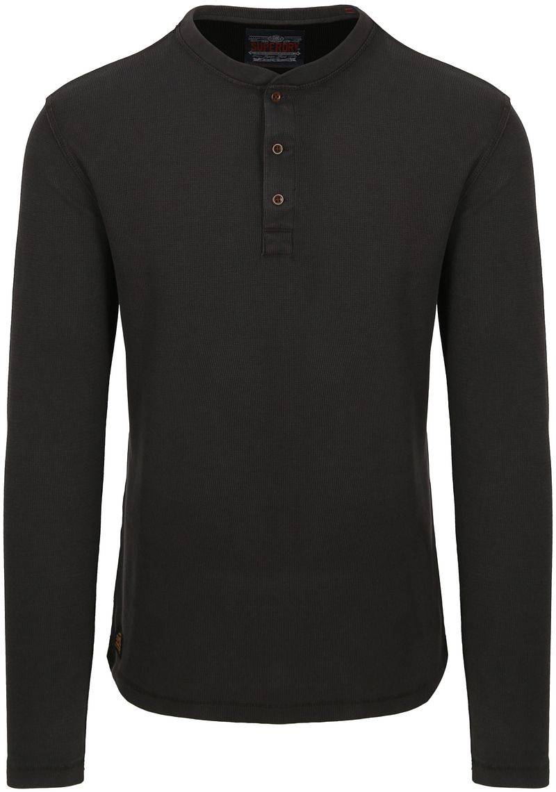 Superdry Pullover Henley Waffle Washed Anthrazit - Größe XXL von Superdry