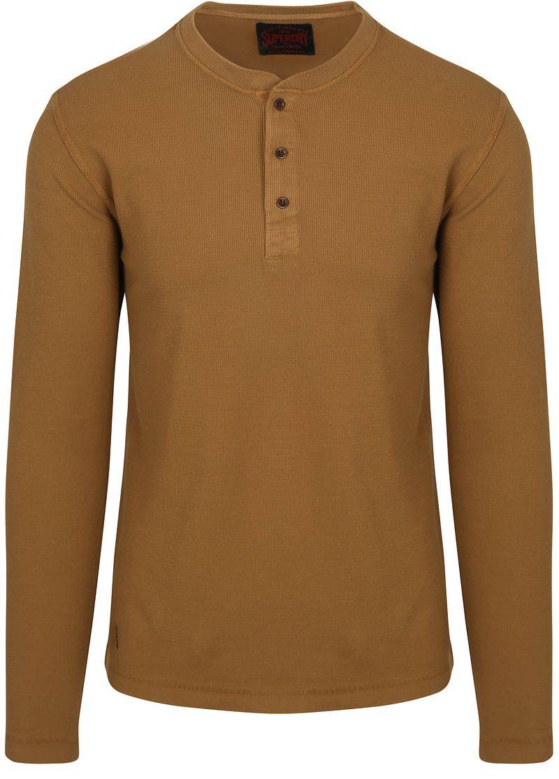 Superdry Pullover Henley Waffle Washed Camel - Größe L von Superdry