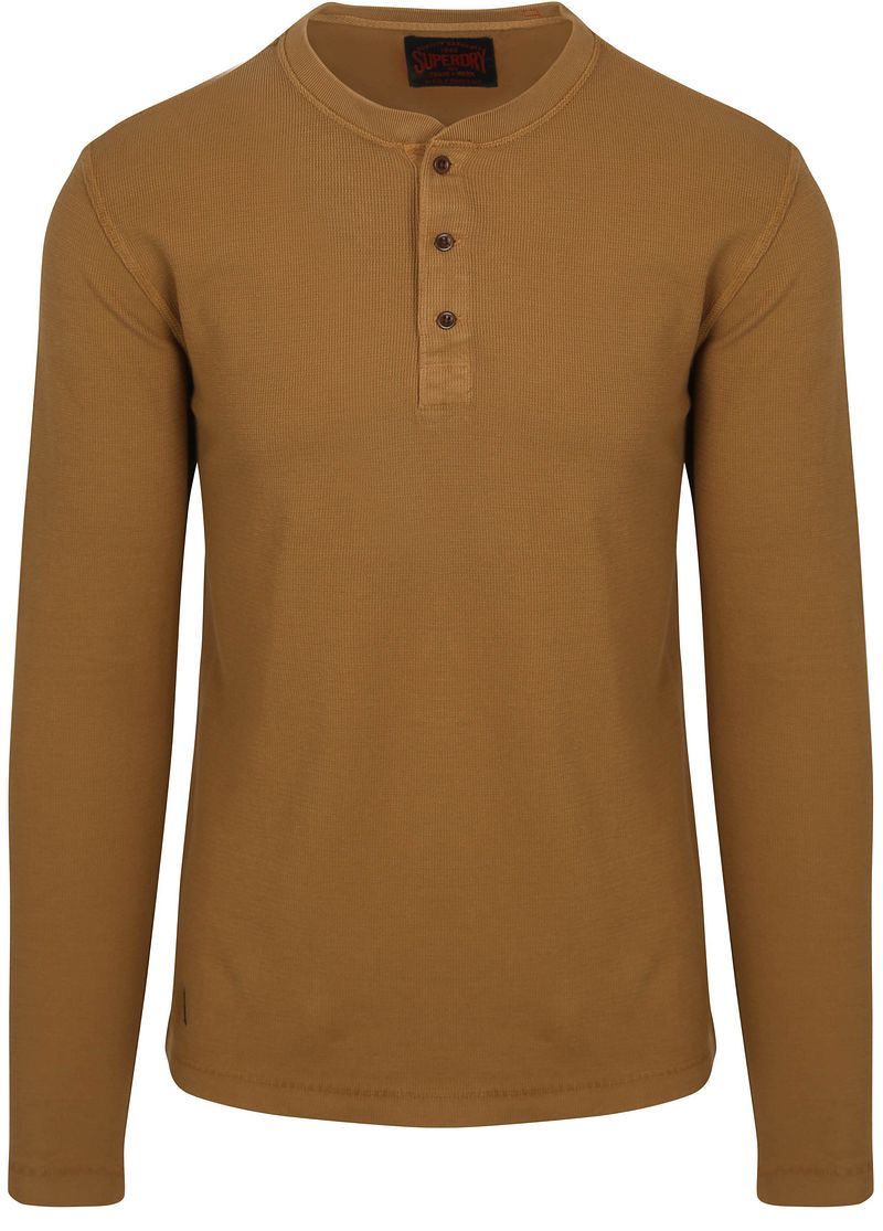 Superdry Pullover Henley Waffle Washed Camel - Größe XL von Superdry