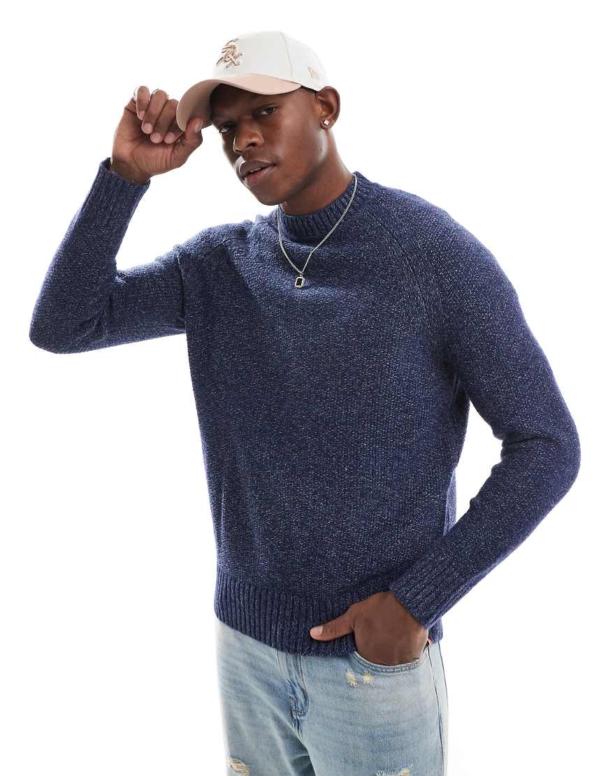 Superdry - Pullover aus Grobstrick in nautischem Marineblau mit Raglanärmeln von Superdry