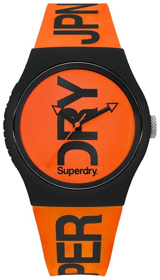 Superdry Quarzuhr, Herren Analog Quarz Uhr mit Silikon Armband SYG189OB von Superdry
