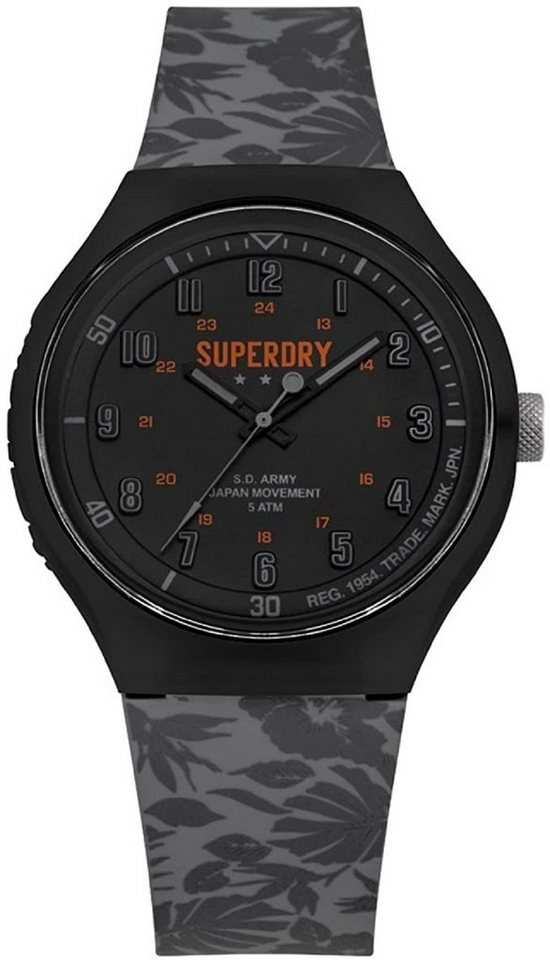 Superdry Quarzuhr, Herren Analog Quarz Uhr mit Silikon Armband SYG225E von Superdry