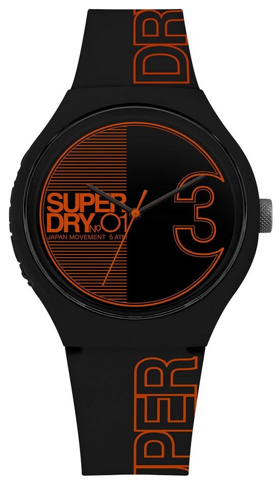 Superdry Quarzuhr, Herren Analog Quarz Uhr mit Silikon Armband SYG239BO von Superdry