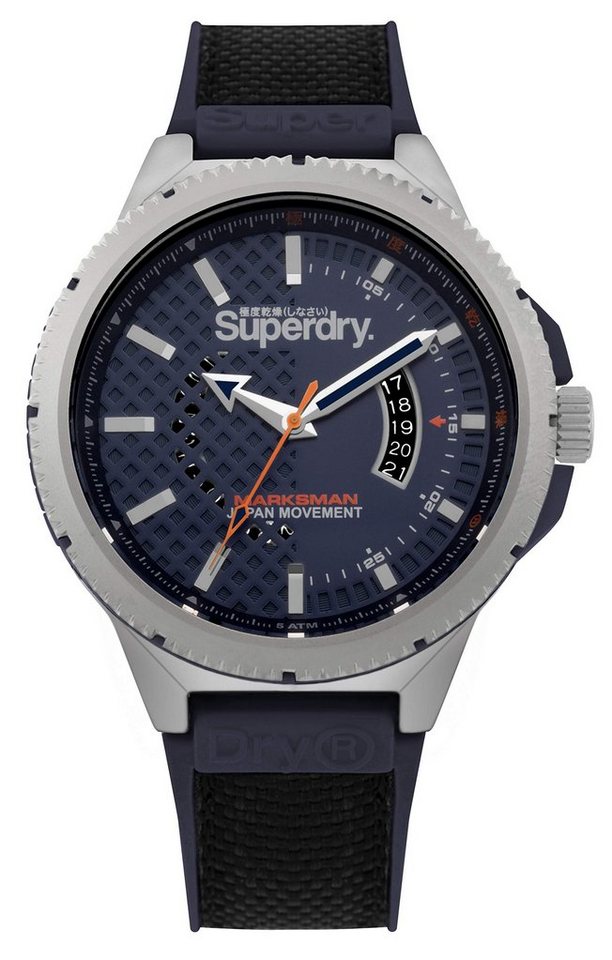 Superdry Quarzuhr, Herren Analog Quarz Uhr mit Stoff Armband SYG245UB von Superdry