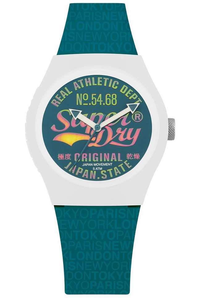 Superdry Quarzuhr, Superdry Damen Analog Quarz Uhr mit Silikon Armband SYL249AU von Superdry