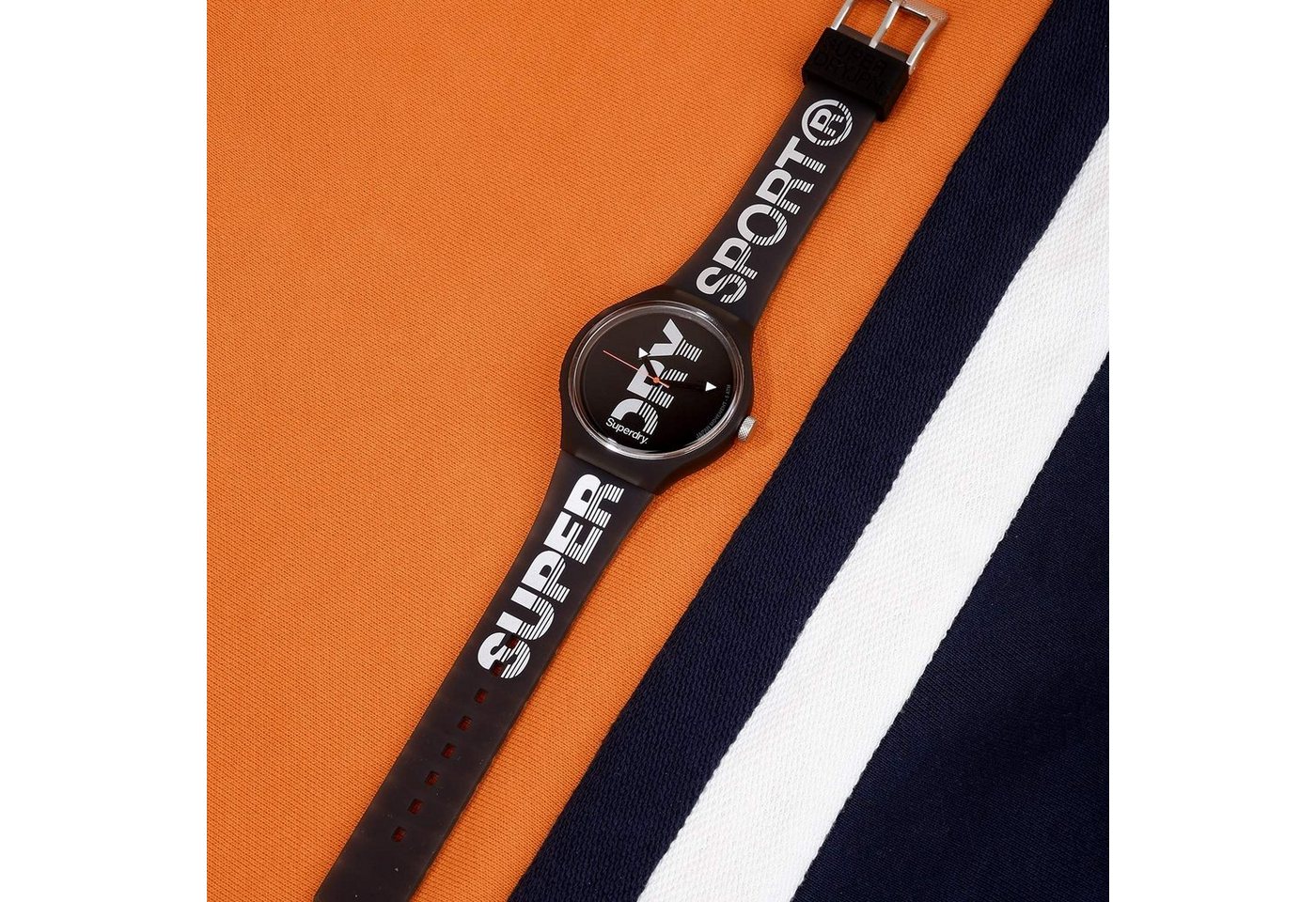 Superdry Quarzuhr, Superdry Herren Analog Quarz Uhr mit Silikon Armband SYG189B von Superdry