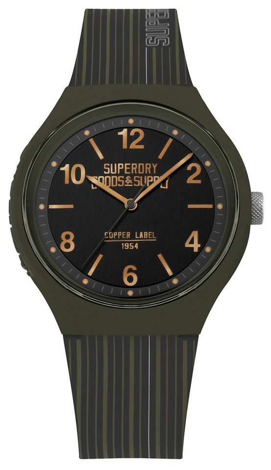 Superdry Quarzuhr, Superdry Herren Analog Quarz Uhr mit Silikon Armband SYG252N von Superdry