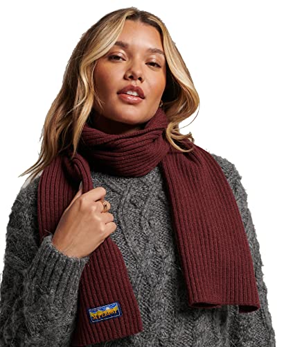 Superdry Radar 2.0 Strickschal aus Wollmischgewebe, Vintage-Stil, Port, Einheitsgröße von Superdry